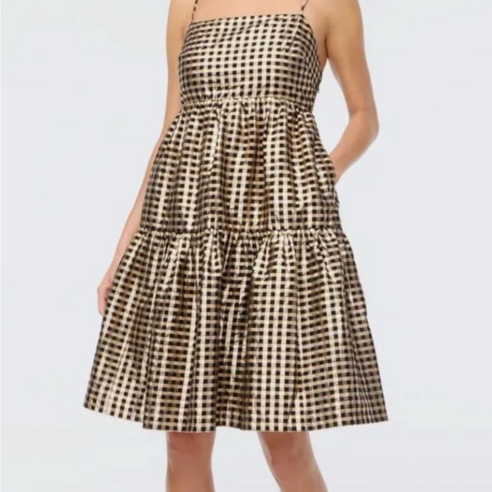 Jcrew factory black and gold checked dress